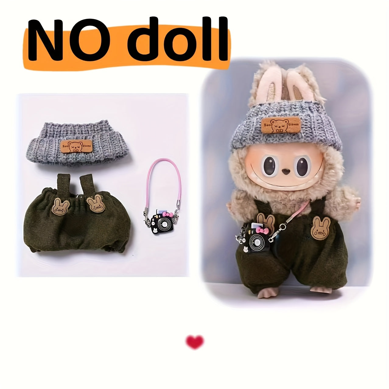 3pcs Labubu Outfit Set, Mini Cute Doll Clothes for 15cm-17cm, Fashionable Accessories, Dress-Up Party, Gift Choice, Perfect for Dolls, 520 Gifts