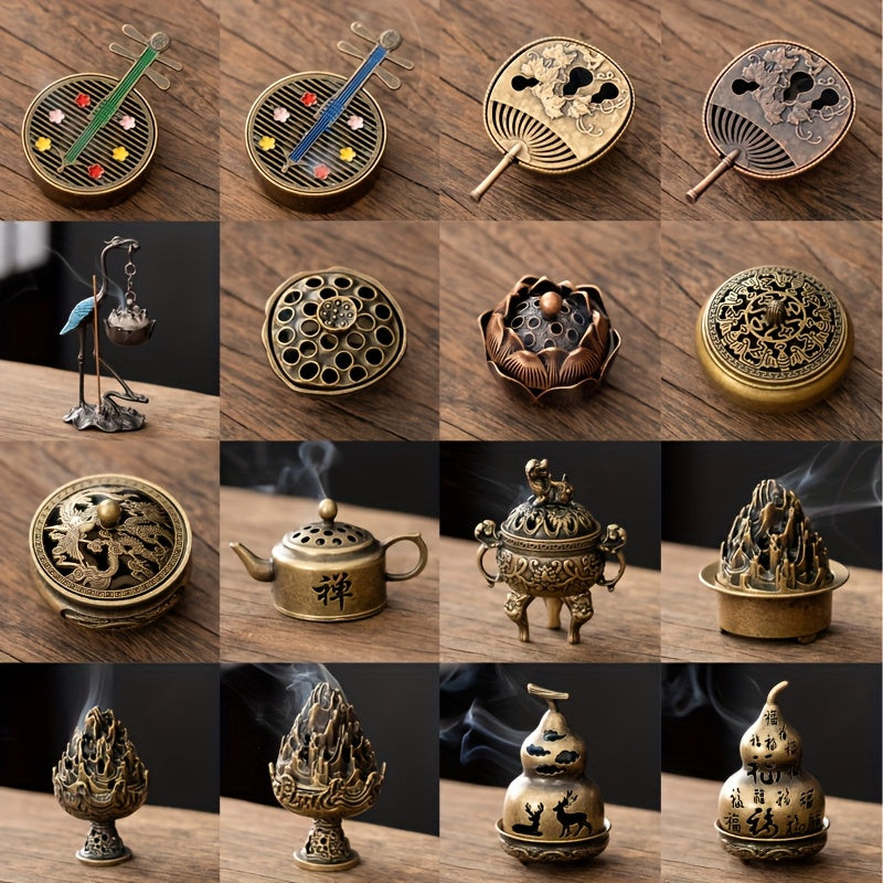 An exquisite set of metal incense burners with decorative design - multi-functional incense burners suitable for incense sticks and cones, elegant Chinese art style home decoration, suitable for Christmas, Halloween, Easter, Day of Light, Thanksgiving
