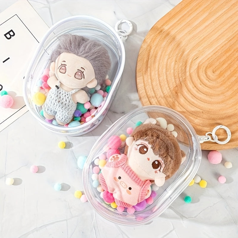 1pc Transparent PVC Doll Storage Bag, LABUBU Themed Reusable Display Case, Portable Design, Suitable for Backpack Decoration, Christmas and Valentine'S Day Gift (No Doll)