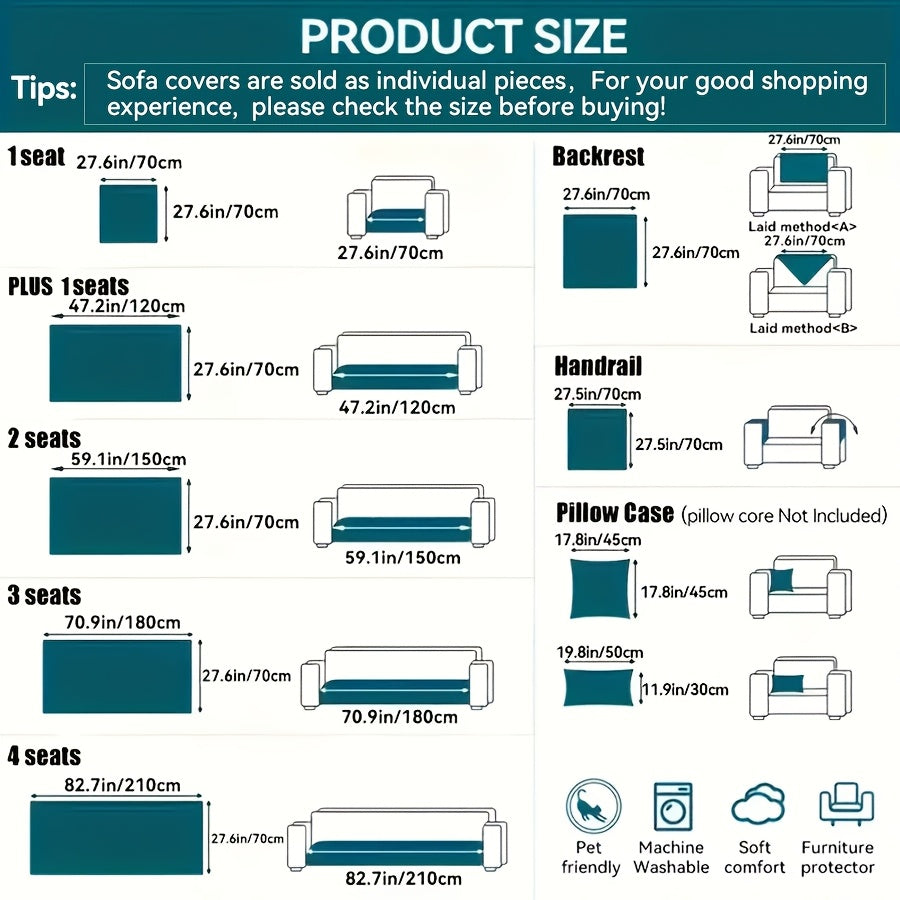 1pc Plush Sofa Cover - Soft, Thick, and Pet-Friendly Couch Protector for All Seasons, Non-Slip Furniture Slipcover for 1 to 4-Seater Sofas, Beige/Light Green/Dark Gray/Black Options, Perfect for Living Room, Bedroom, or Office Decor, Sofa Protection Cover