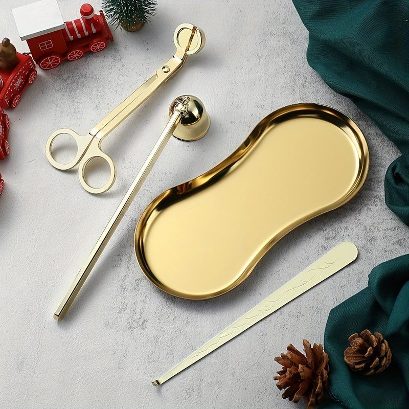 3/4pcs Small Aromatherapy Candle Tool Set, Candle Snuffer Tool Set, Stainless Steel Candle Scissors, Wick Trimmer, Candle Extinguisher Cover, Candle Wick Hook, Candle Accessories