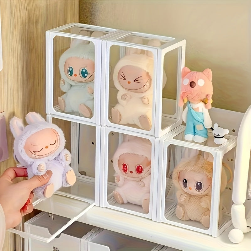 LABUBU Doll Display Stand | Stackable Organizer | Dual Mode Standing/Sitting Display Case, Suitable for Labubu Figures | Acrylic Cabinet Protects Your Collection | Popular Art Toy Gift for Collectors