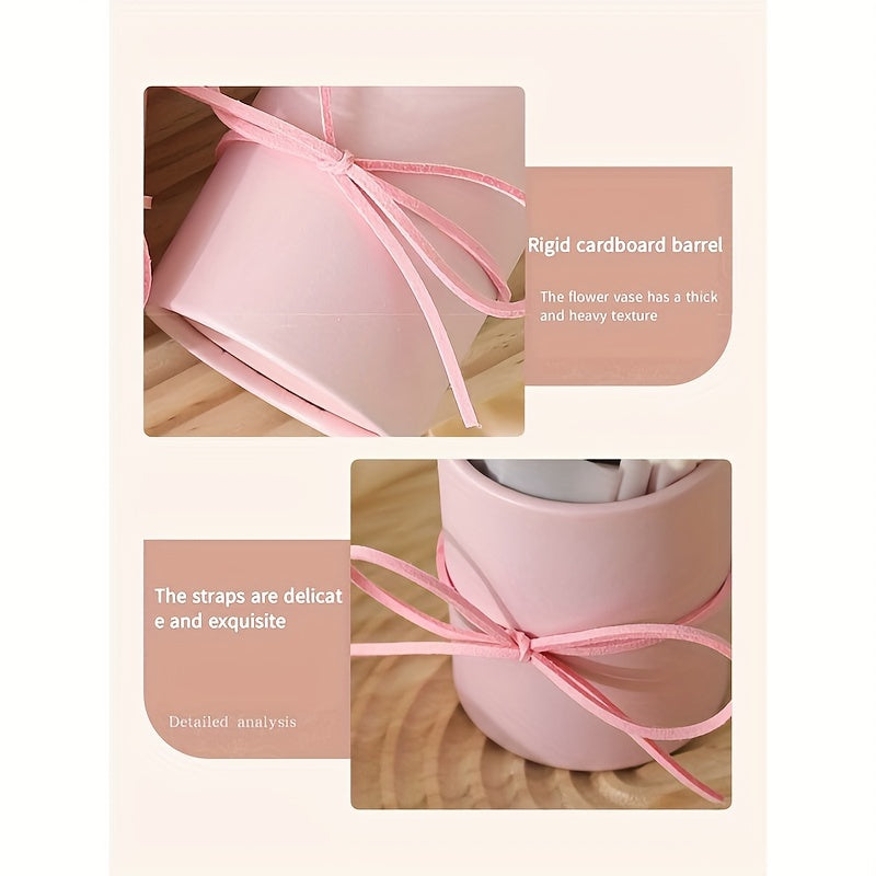 1 Set Handmade Yarn Artificial Flower Bouquet with Plastic Bucket, Ribbon, and Tissue Paper - 5 Yarn Hook Flowers in Pink, White, and Yellow - Ideal for Mother'S Day, Valentine'S Day, Birthdays, and Home Decor, Mother'S Day Gift|Elegant Flower Arrangement