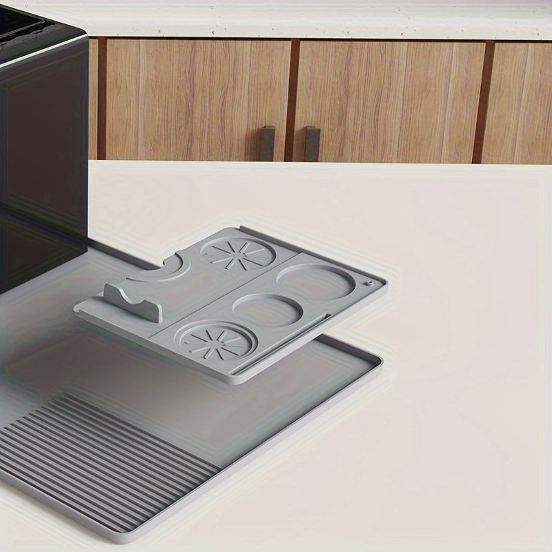 Easy-Clean Silicone Coffee Bar Mat with Tamping Pad