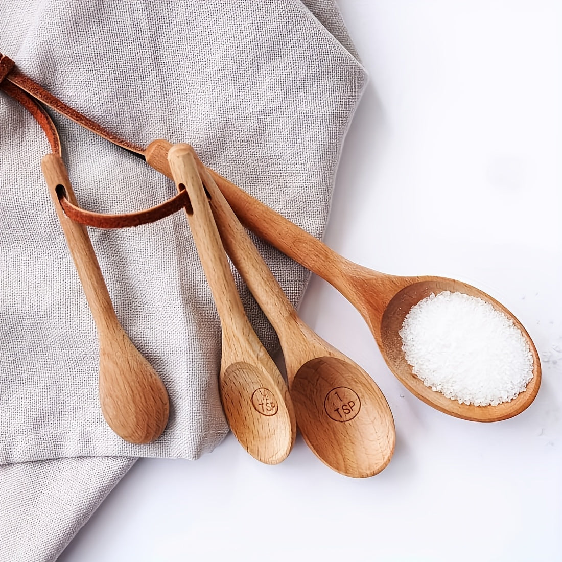 4pcs Natural Wooden Measuring Spoons