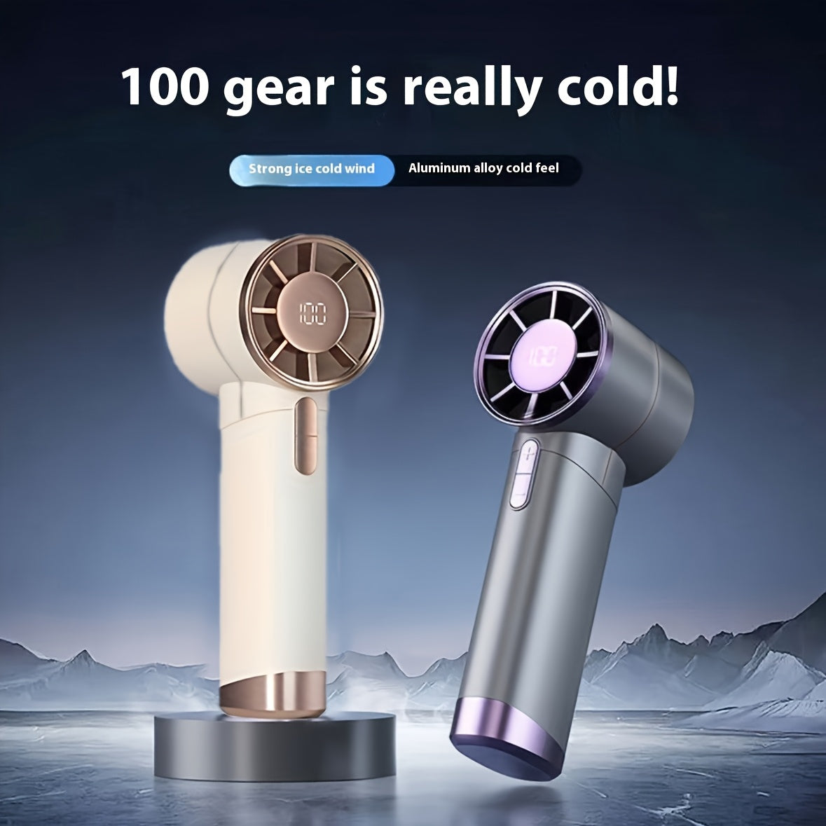 1pc Portable Turbo Handheld Fan with LED Display, 100-Speed Adjustable Mini Fan - USB Charging, 3000Mah, Maximum Wind Speed 9M/S, for Cooling, Compact And Portable, Suitable for Travel/Camping/Outdoor