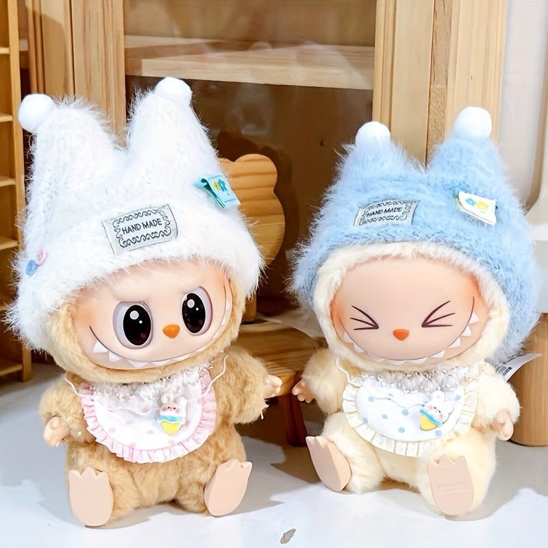 17cm/10cm Doll Clothes Fashionable and Cute Dress-up Clothes for Labubu DIY Doll Accessories, Hats&Bibs, A Complete Set of Clothes, Labubu clothes. Labubu doll outfits(no dolls)