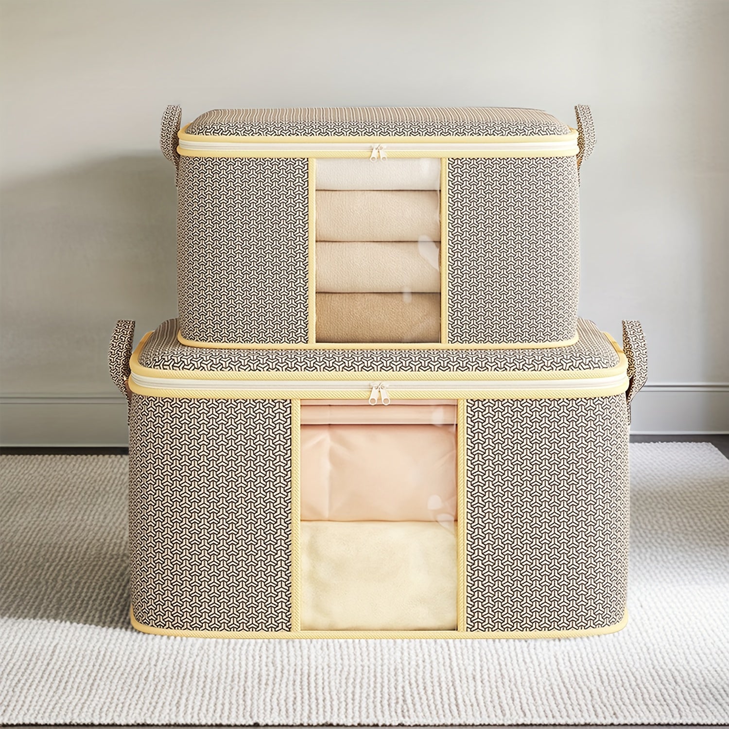 2pcs Heavy-Duty Storage Moving Bags Quilt Storage Blanket Storage with Handles Set and Clear Window