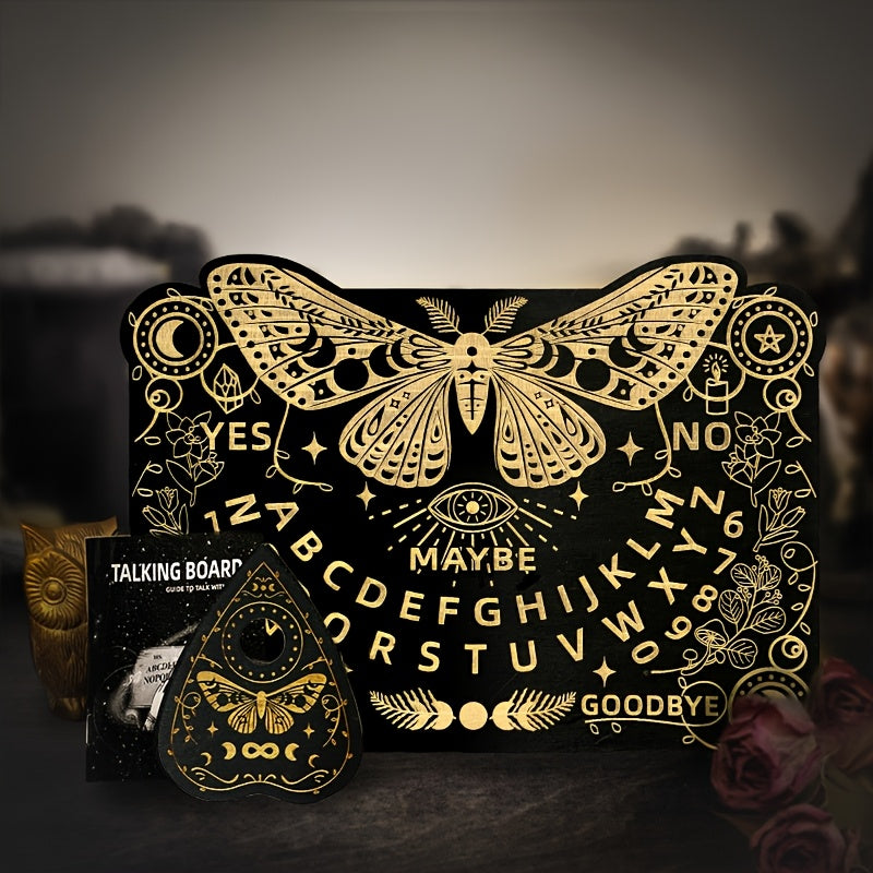 Wooden Butterfly-Themed Ouija Board Set with Instructions - Engraved Spirit Board for Wiccan Altar & Party Decorations, Perfect for Winter, New Year