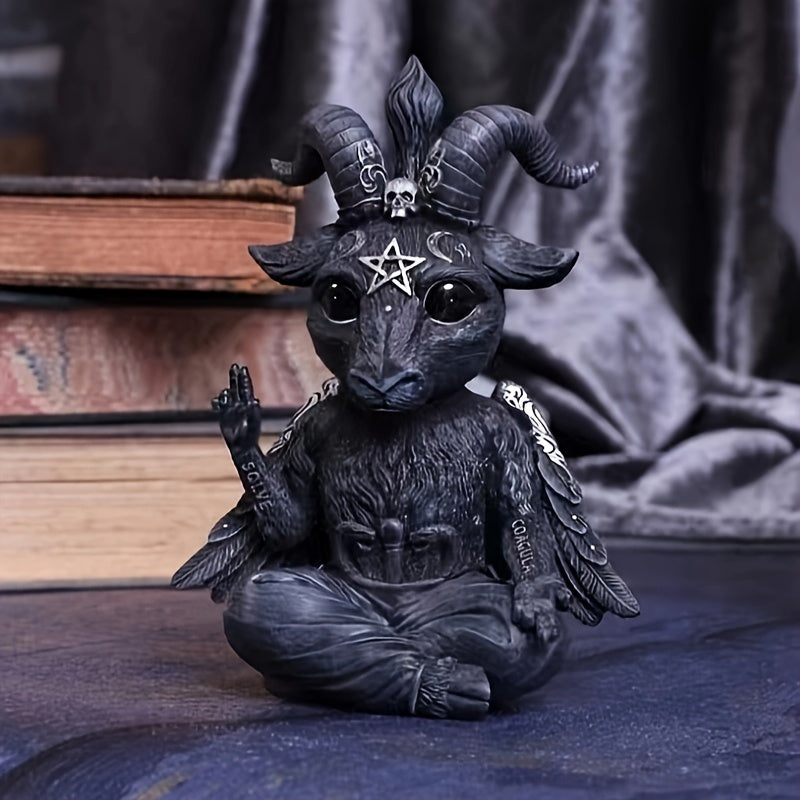 1pc, Exquisite Winged Occult Cat Figurine - Poly Resin Decorative Figurine with Mysterious Design - Ideal for Home Room Decor, Desk, Garden, and Room Decoration Supplies