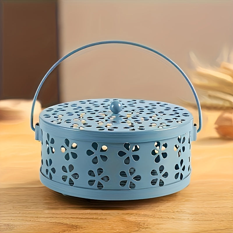 [Vintage Coil Holder] Portable Metal Mosquito Coil Holder with Handle | Vintage Style Iron Incense Burner for Home & Outdoor Decor