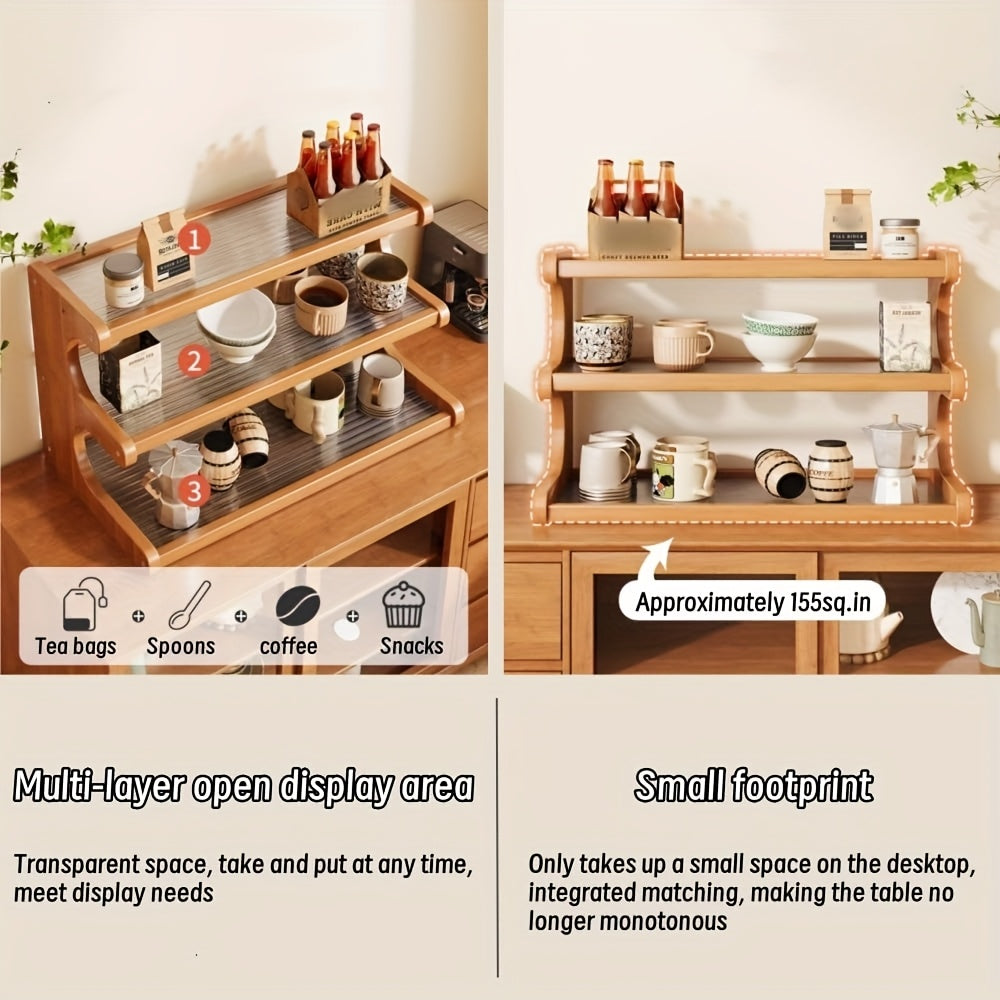 1pc Wooden Office Desk Organizer Shelf - Multi-Tier