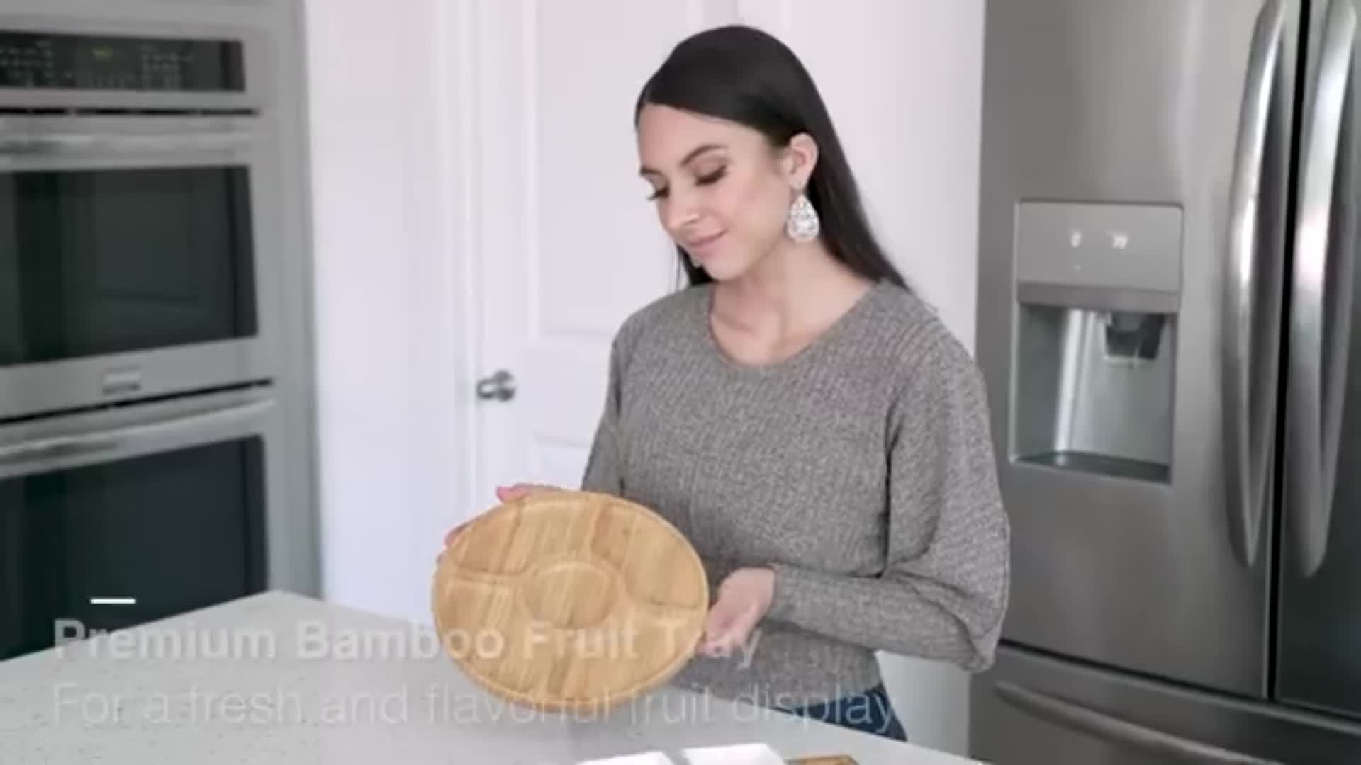 1pc Wooden Five Grids Cheese Board, Multifunctional Fruit Tray, Reusable Plate for Appetizer, Dessert, Candy, and Kitchen Decoration