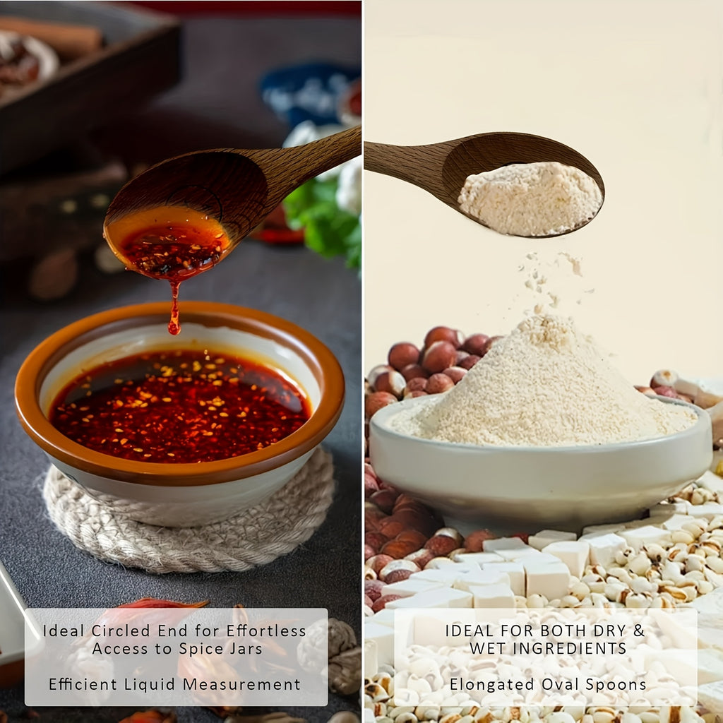 4pcs Natural Wooden Measuring Spoons