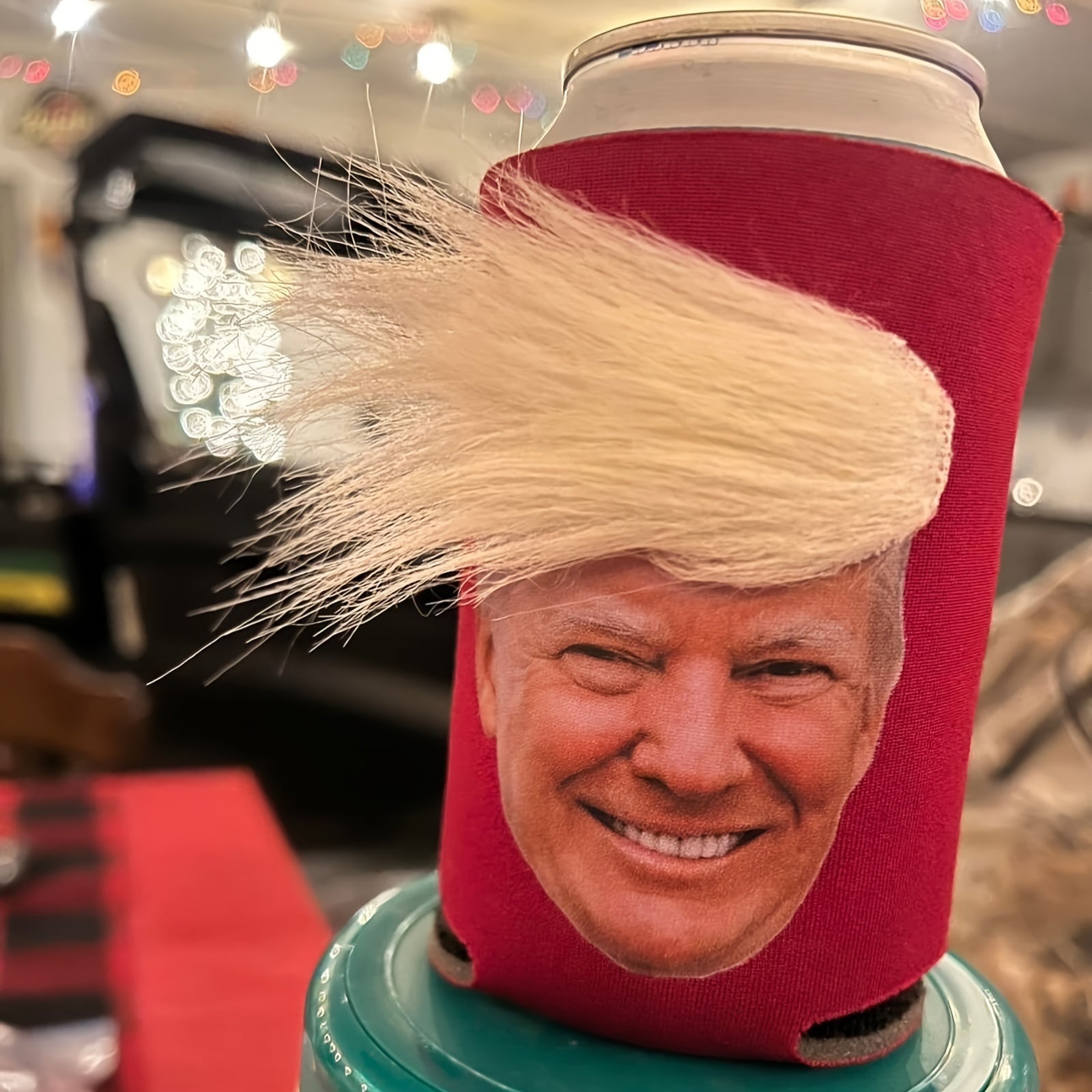 1pc Trump-Themed Holiday Decor - Polyester Can & Cup Cover for Halloween, Christmas & More - No Power Needed