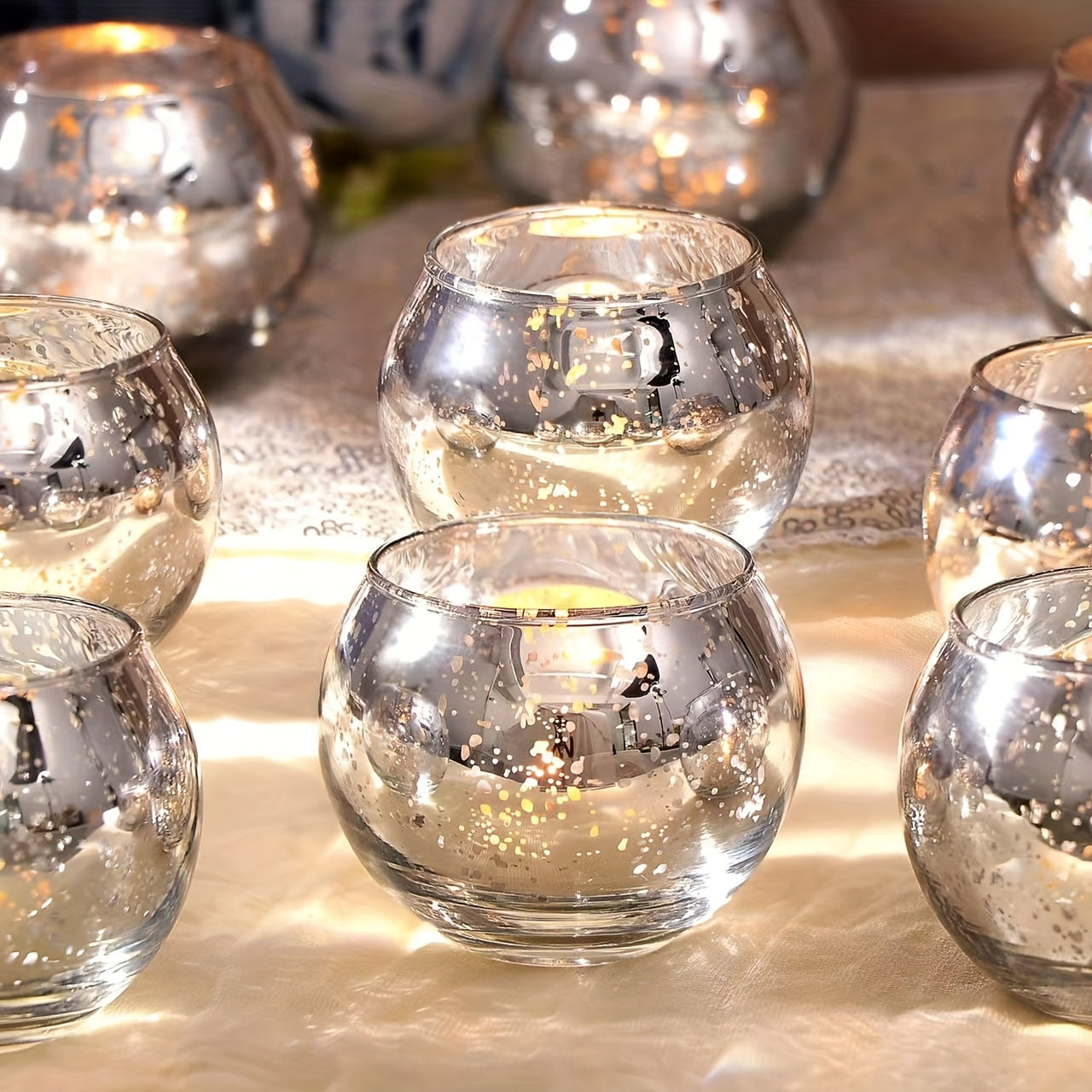A Set Of 6 Or 12 Transparent Wish Candle Holders For Table Centerpieces, Round Glass Tea Light Holders For Wedding Decorations And Home Decor.