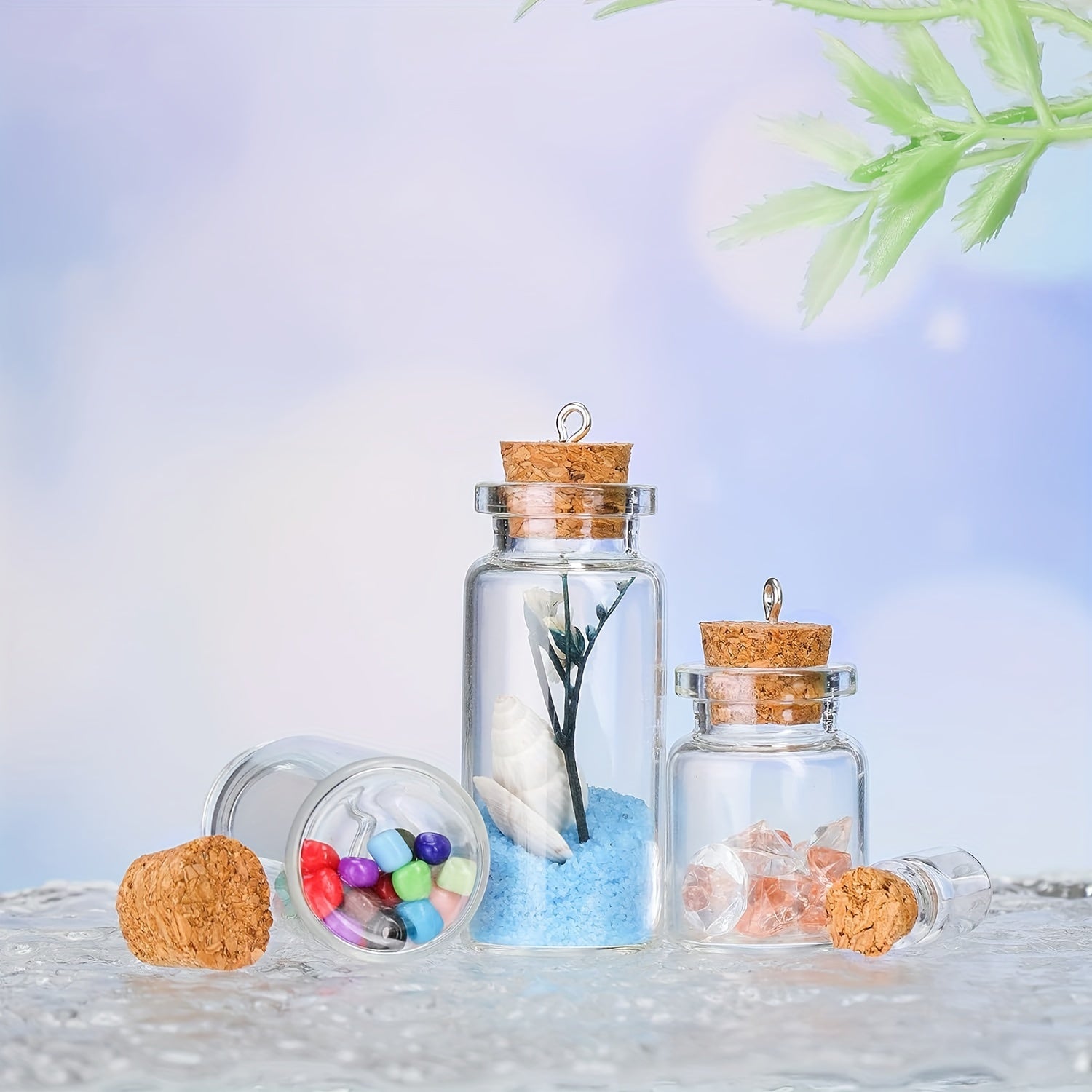 Classic 128pcs Mini Glass Bottles Set - 25pcs 2mL Spell Jars with Cork Stoppers, Round Glass Vials, 100pcs Eye Screws & 3pcs Funnels - Hand Wash Only, for Art Crafts, Wedding Party Favors, Home Decor