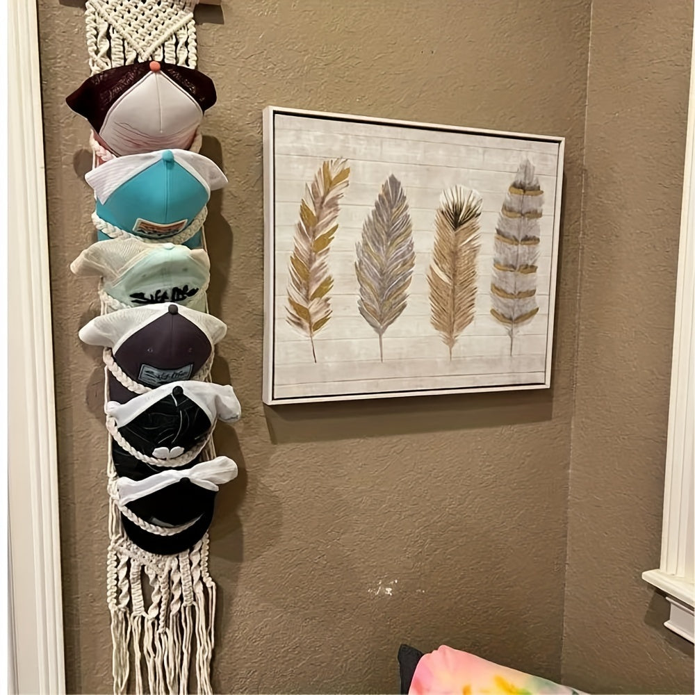 1pc Unique Handmade Wall-Mounted Bohemian Macrame Hat Rack