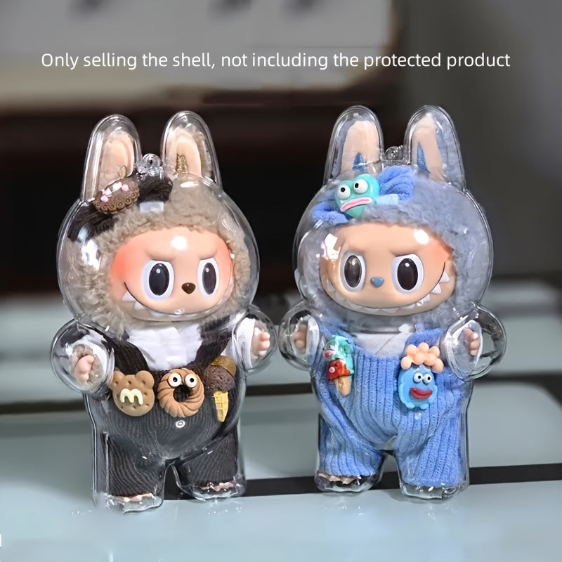 Protective Case, Dustproof Shell, 1 Doll Monster Series Acrylic Transparent Protector, Clear Plastic Dust Bag Pendant Accessory, Storage Box for Collectible Figures (Doll Not Included)
