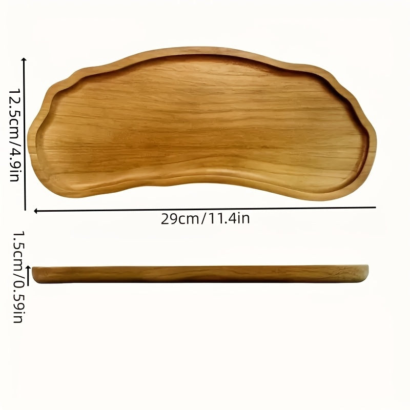 Lightweight Solid Wood Handcrafted Wooden Dessert Plate Set - Oval Serving Tray, Multi-Use Platter, Ideal for Breakfast, Coffee, Tea, Snacks, Plants, Room Decor - with Cheese Board & Serving Dish for Holiday Gift, All-Season Kitchen Accessory