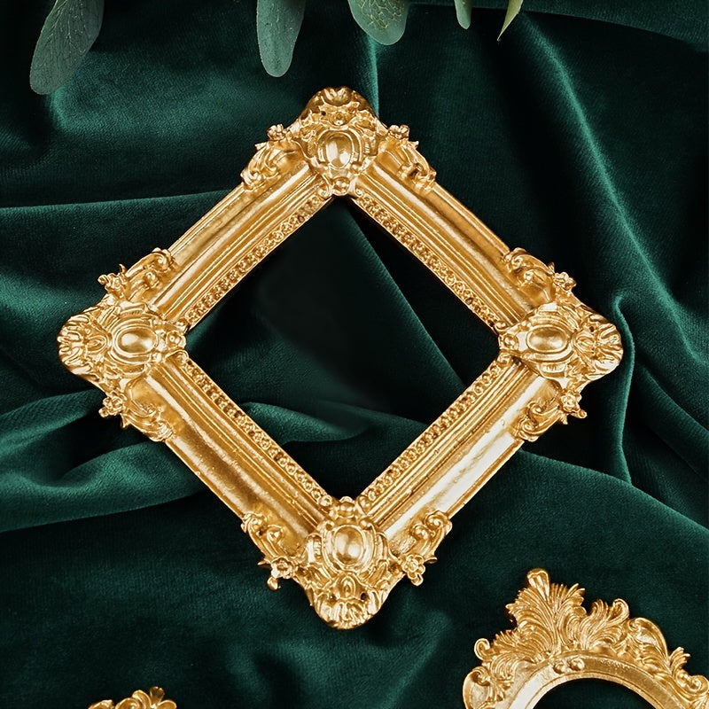 [1pc Elegant Golden Photo Frame] 1pc, Vintage Golden Photo Frame - Elegant Home Decor and Jewelry Display for Desktop Photos