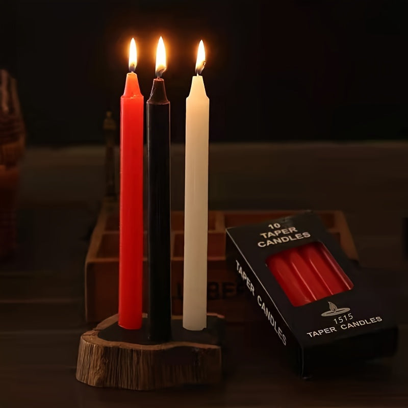 10 Fragranceless Straight Candles - Household Lighting Candles, Smokeless Romantic Wedding Long Pole Candles, High-End Wax Candles for Dining Tables, Restaurants, Gatherings, Easter, Day, and Valentine's Day