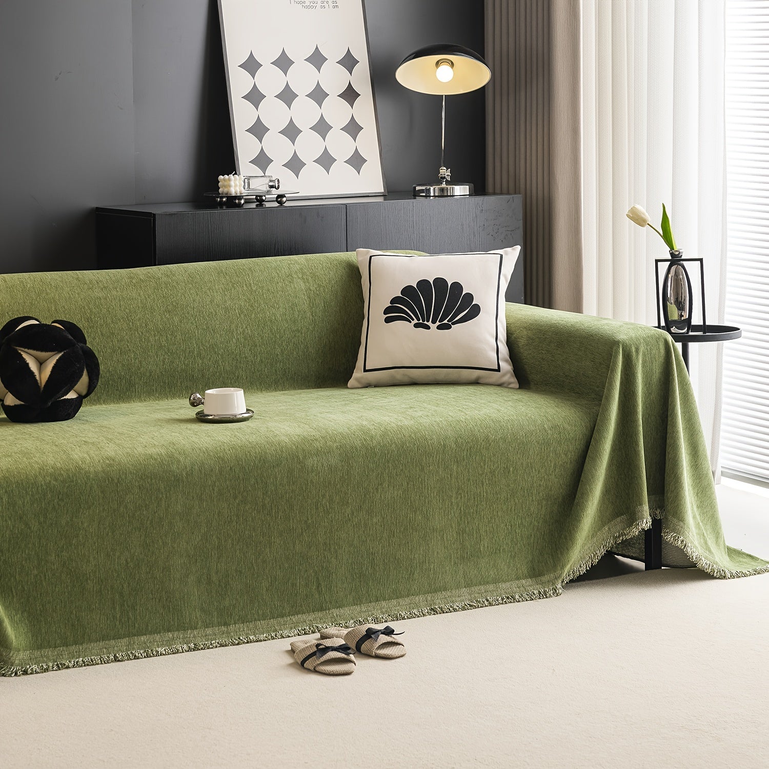 1pc Pet-Friendly Sofa Cover - Washable, Modern Gray Chenille Slipcover for 3-4 Cushion Sofas, Sectional Couch Protector for Living Room Furniture, Petfriendly Design, Sofa Protection Cover