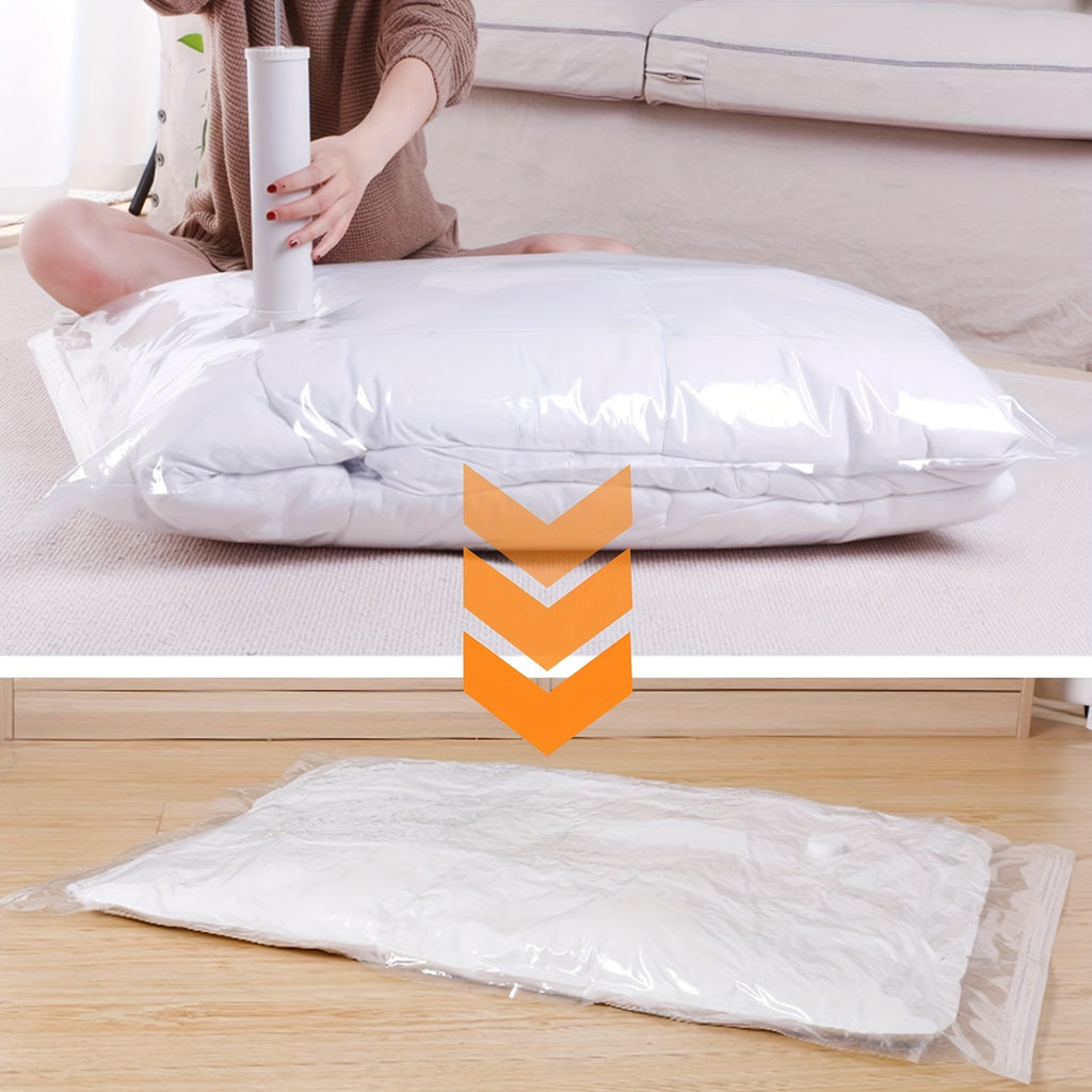 4-Pack Thick Vacuum Storage Bags - Space-Saving, Zippered Organizer for Clothes, Blankets, Quilts - Durable Plastic, Ideal for Bedroom & Travel, Bedroom Organizers And Storage