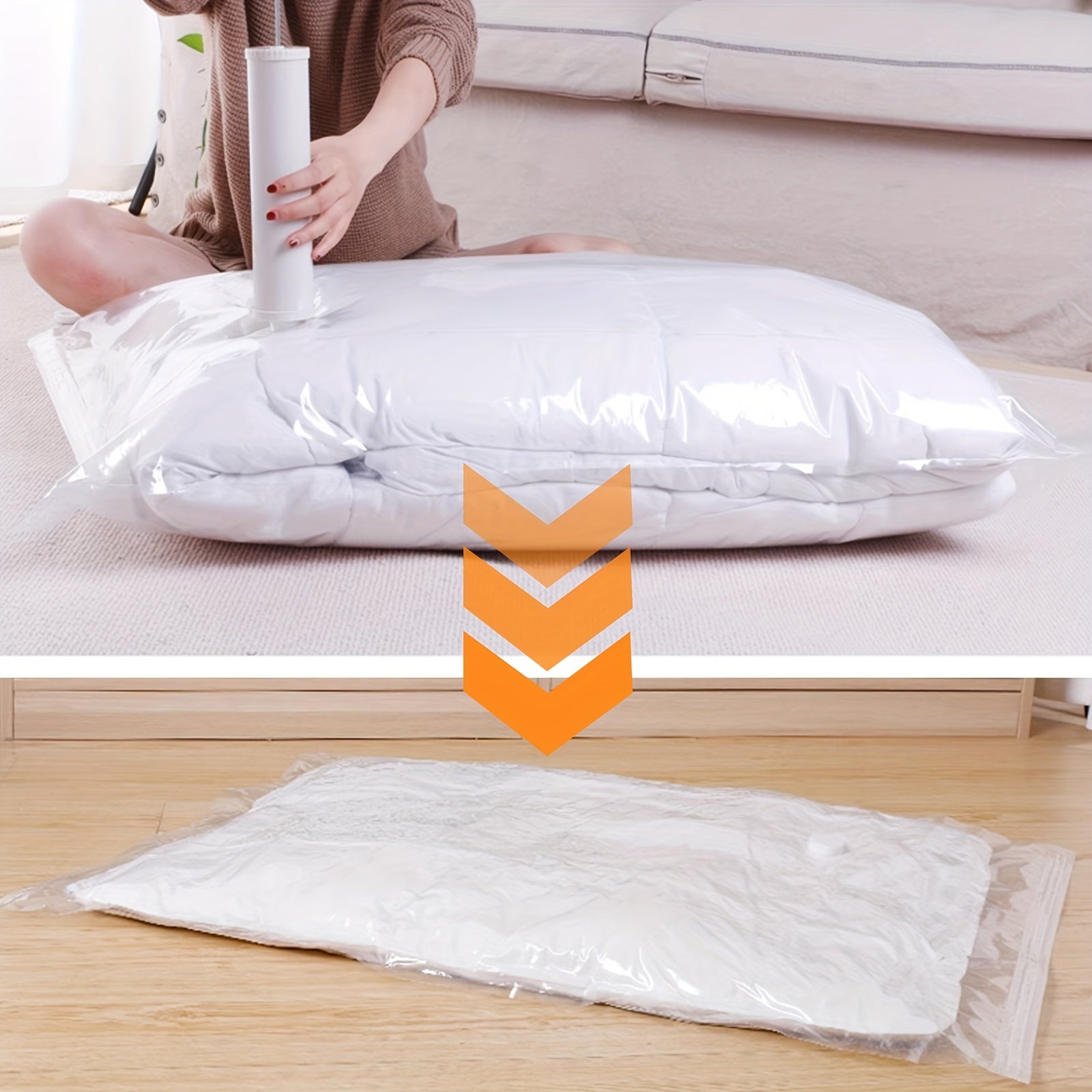 4-Pack Thick Vacuum Storage Bags - Space-Saving, Zippered Organizer for Clothes, Blankets, Quilts - Durable Plastic, Ideal for Bedroom & Travel, Bedroom Organizers And Storage