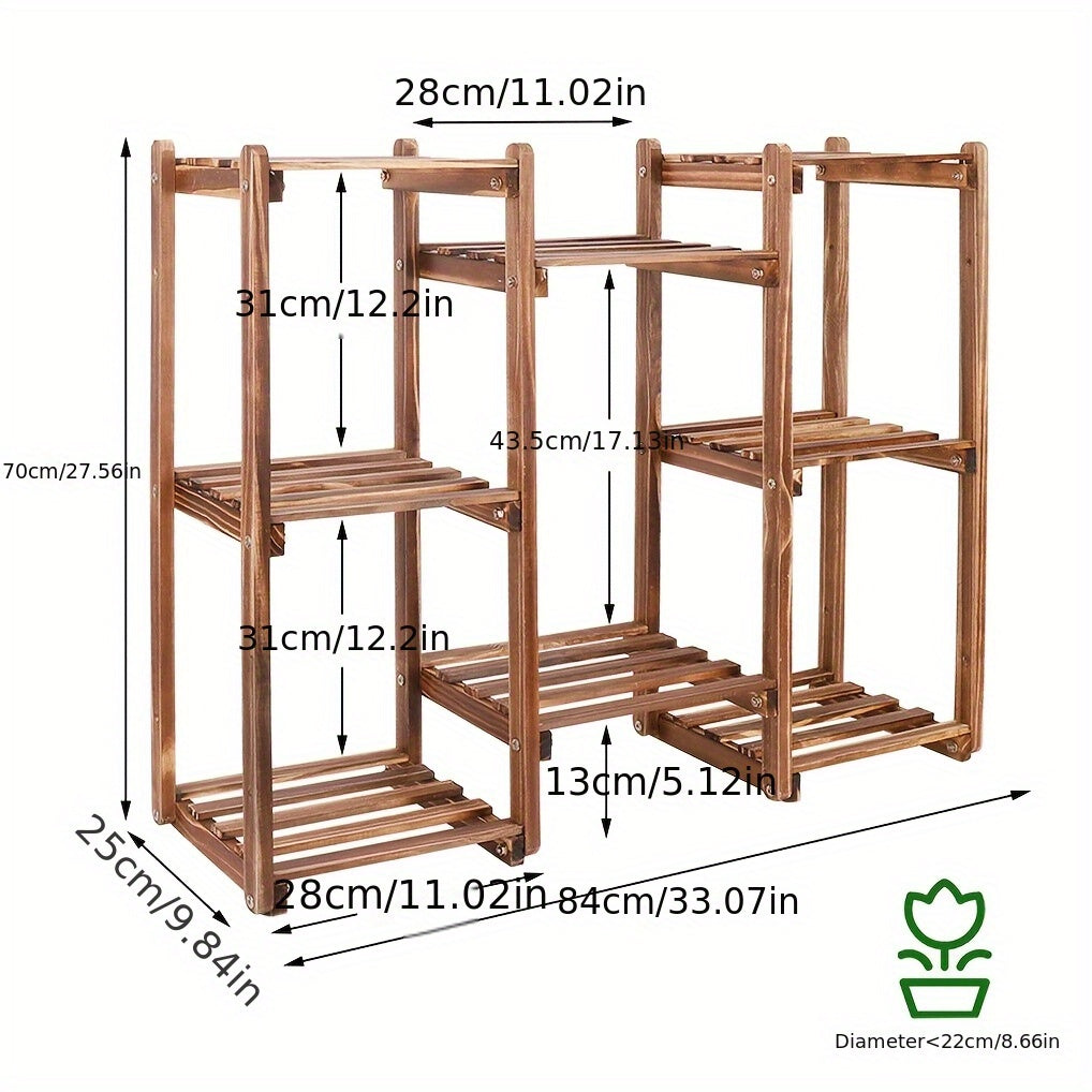 [Wooden Plant Stand] Adjustable Large Wooden Plant Stand | Flower Display Rack Multiple Pots Holder Corner Shelf Balcony Patio Garden Indoor Home Decor Flexible Combination