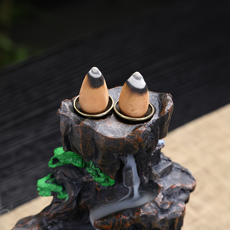 1pc, Mountain Design Backflow Incense Holder, Waterfall Incense Burner, Ornament Home Decoration For Spa, Yoga, Meditation, Gifts