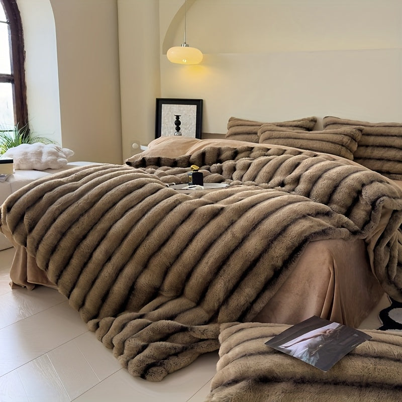 High-end soft striped multifunctional blanket