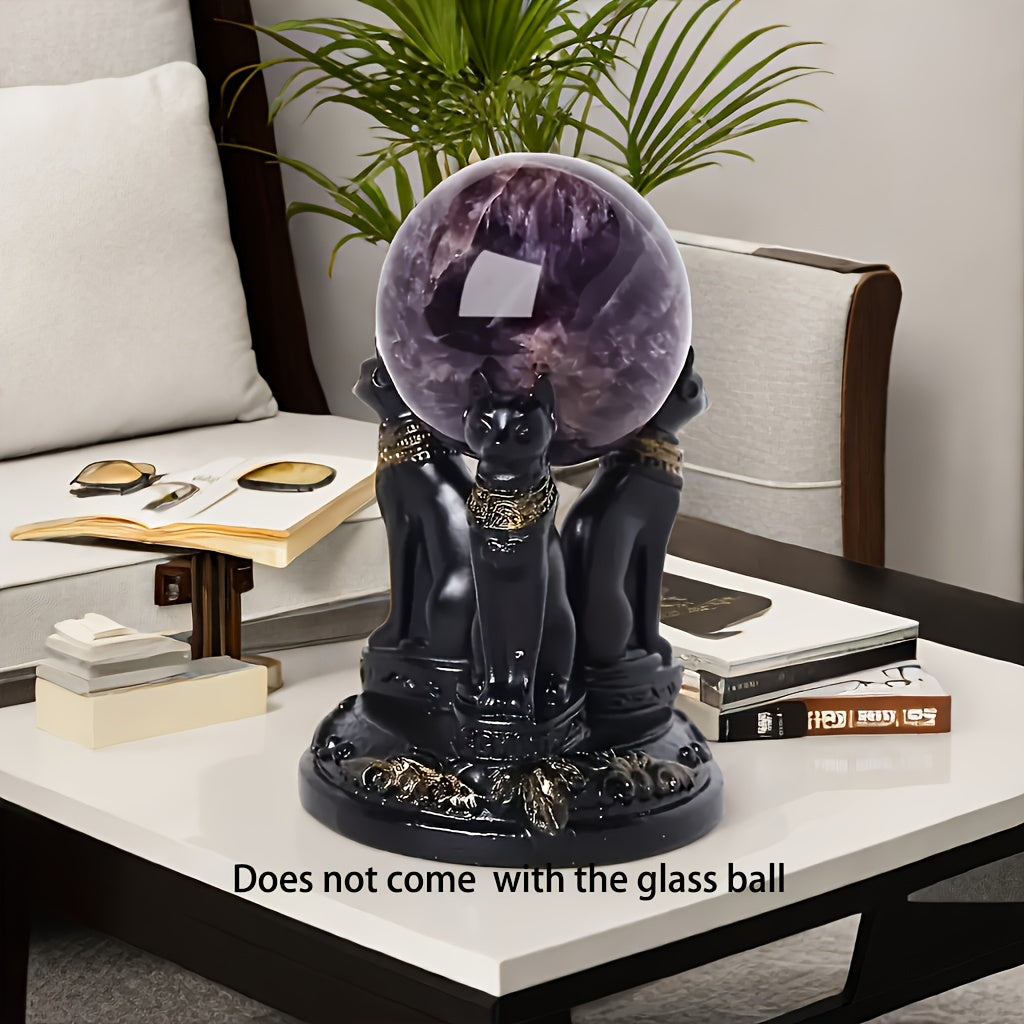 Exquisite Egyptian Goddess Bastet Cat Statue with Crystal Ball Stand - Stunning Collectible Resin Figurine for Living Room Decoration, Indoor Use, No Electricity Required, Unique Home Decor Desk Ornament, Perfect Gift for Cat Lovers and Enthusiasts of Anc
