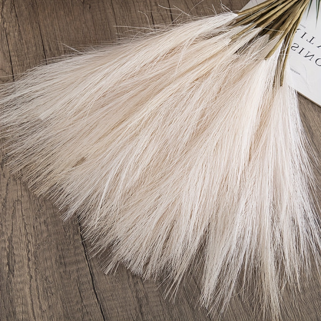 15pcs Elegant Faux Pampas Grass Bundle, 55.88cm - Cream & Light Brown, Ideal for Home Decor | Perfect for Living Room Display in White Vases, No Container Needed | Great for Christmas, Halloween, Easter, Thanksgiving, Mother's Day Decorations, Garden Deco