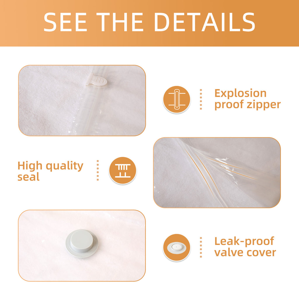 4-Pack Thick Vacuum Storage Bags - Space-Saving, Zippered Organizer for Clothes, Blankets, Quilts - Durable Plastic, Ideal for Bedroom & Travel, Bedroom Organizers And Storage