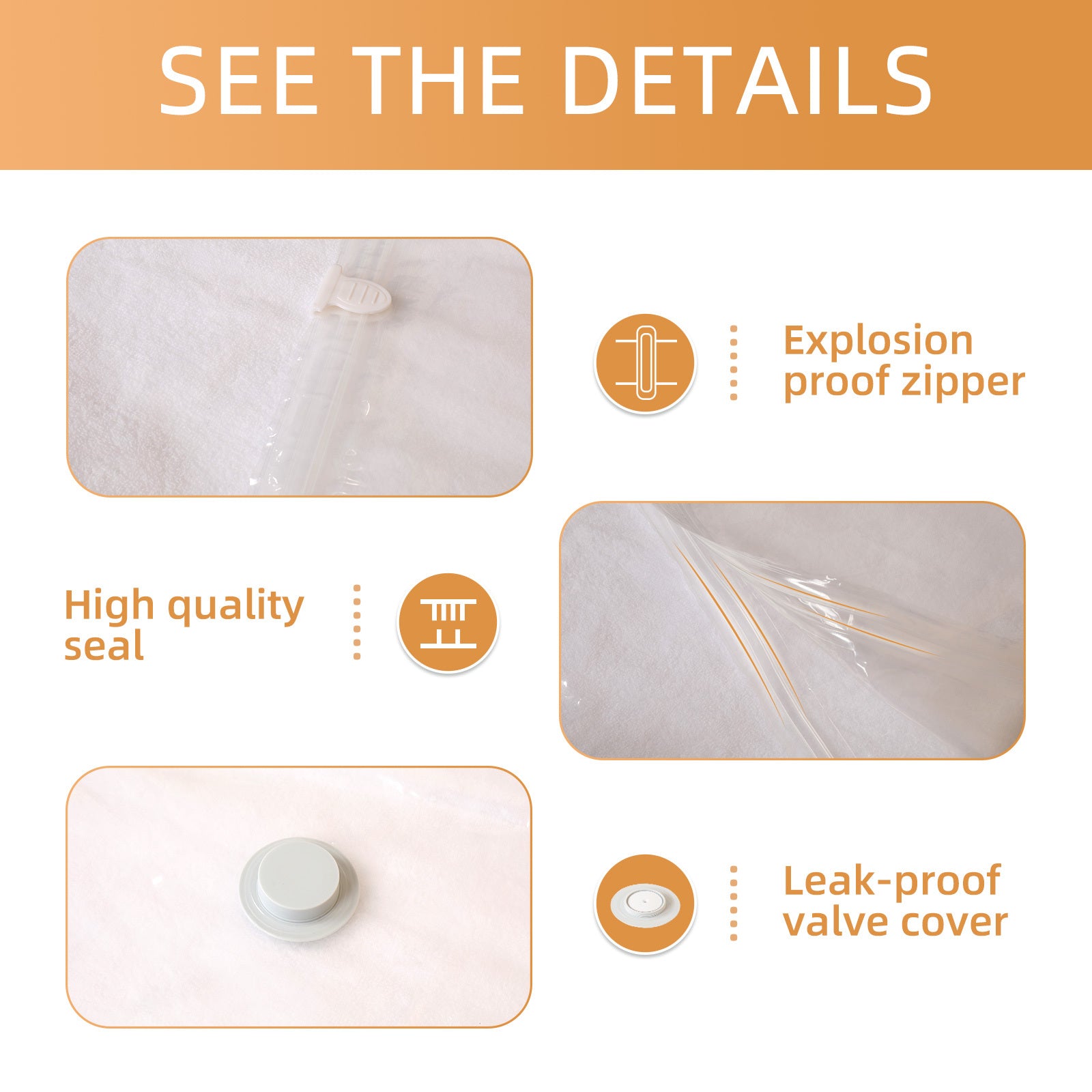 4-Pack Thick Vacuum Storage Bags - Space-Saving, Zippered Organizer for Clothes, Blankets, Quilts - Durable Plastic, Ideal for Bedroom & Travel, Bedroom Organizers And Storage