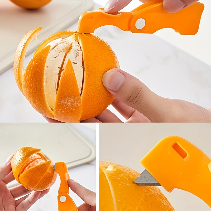 1/2pcs, Orange Peeler, Plastic Orange Peeler, Simple Lemon Peeler, Grapefruit Peeler, Creative Cutter, Orange Peeler Tool with Folding Handle, Fruit Peeler, Vegetable And Fruit Tools, Kitchen Gadgets, Peeler for Oranges