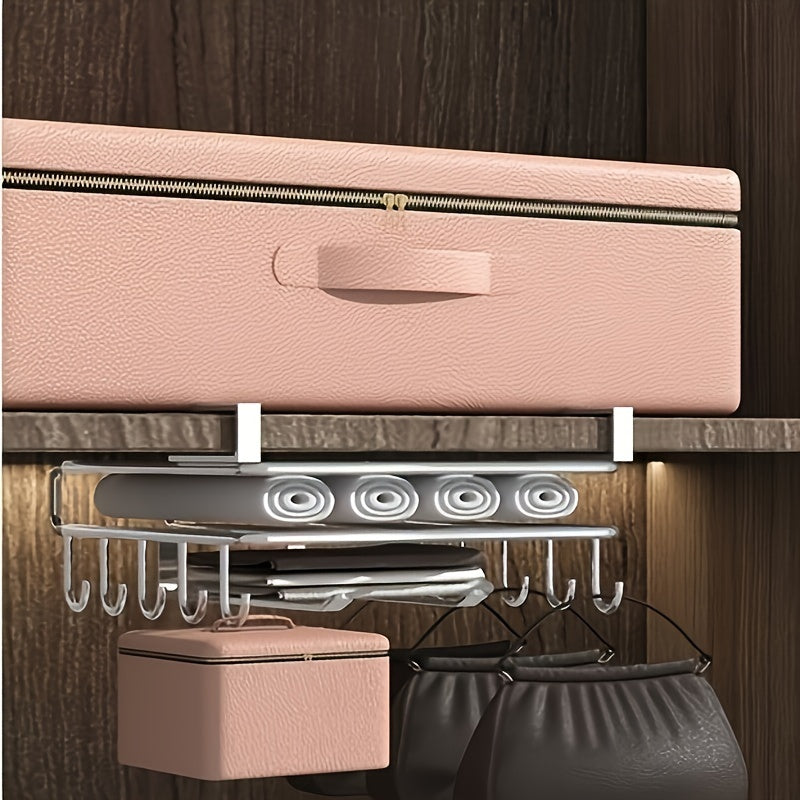 1pc Storage Rack, Stainless Steel Under-Cabinet Hanging Rack, Multipurpose Wall-mounted Storage Organizer, For Kitchen And Restaurant, Kitchen Organizers And Storage, Kitchen Accessories