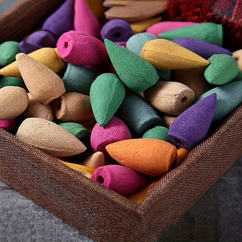 120pcs Natural Backflow Incense Cones - Assorted Scents for Meditation And Yoga - Perfect for Waterfall Incense Burner Holder for House Cleaning, Meditation, Yoga, Negative Energy Cleansing And Home Or Office Purification Applications