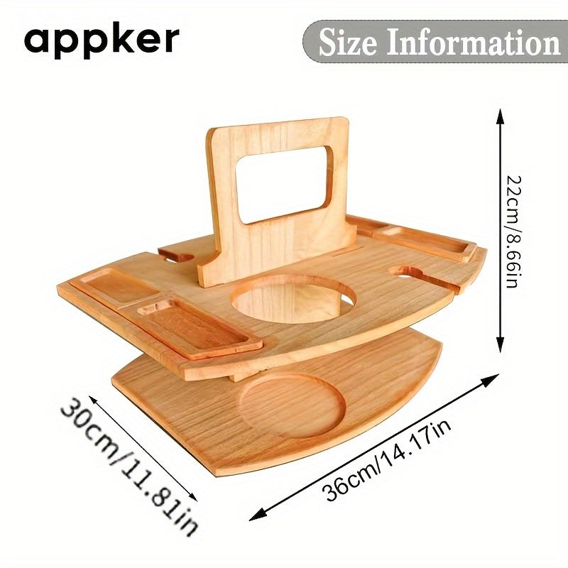 Portable folding Solid Wood Picnic Table with Glass Cup Holder