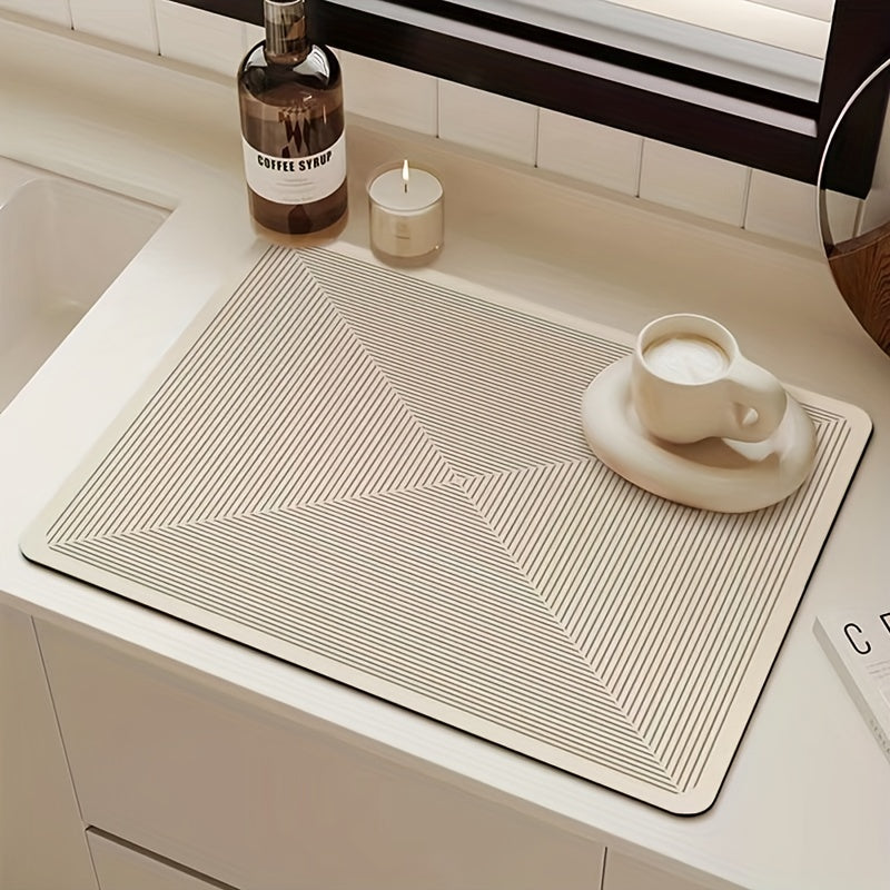 1pc Geometric Soft Diatomal Technology Cloth Drying Mat - Super Absorbent, Anti-Slip, Wear-Resistant, and Easy to Clean - Perfect for Coffee Machine, Patio Table, and Kitchen Countertop Decoration, Household Supplies