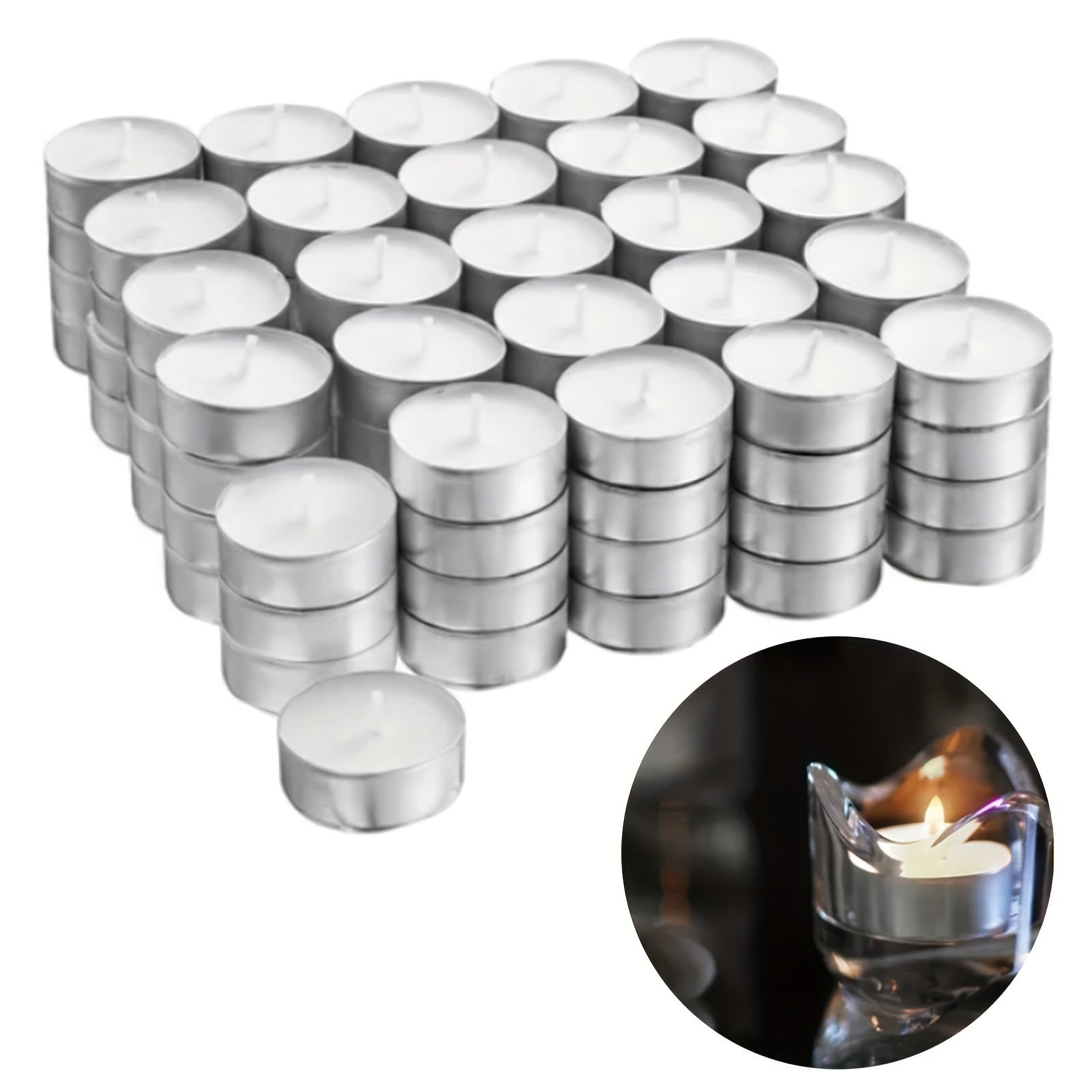 100pcs Unscented White Tea Wax Candles - Smokeless, Long-Lasting 3-4 Hour Burn Time for Weddings, Halloween, Christmas, Cafes, Birthdays & Hotels, Best for Christmas, Perfect for Thanksgiving