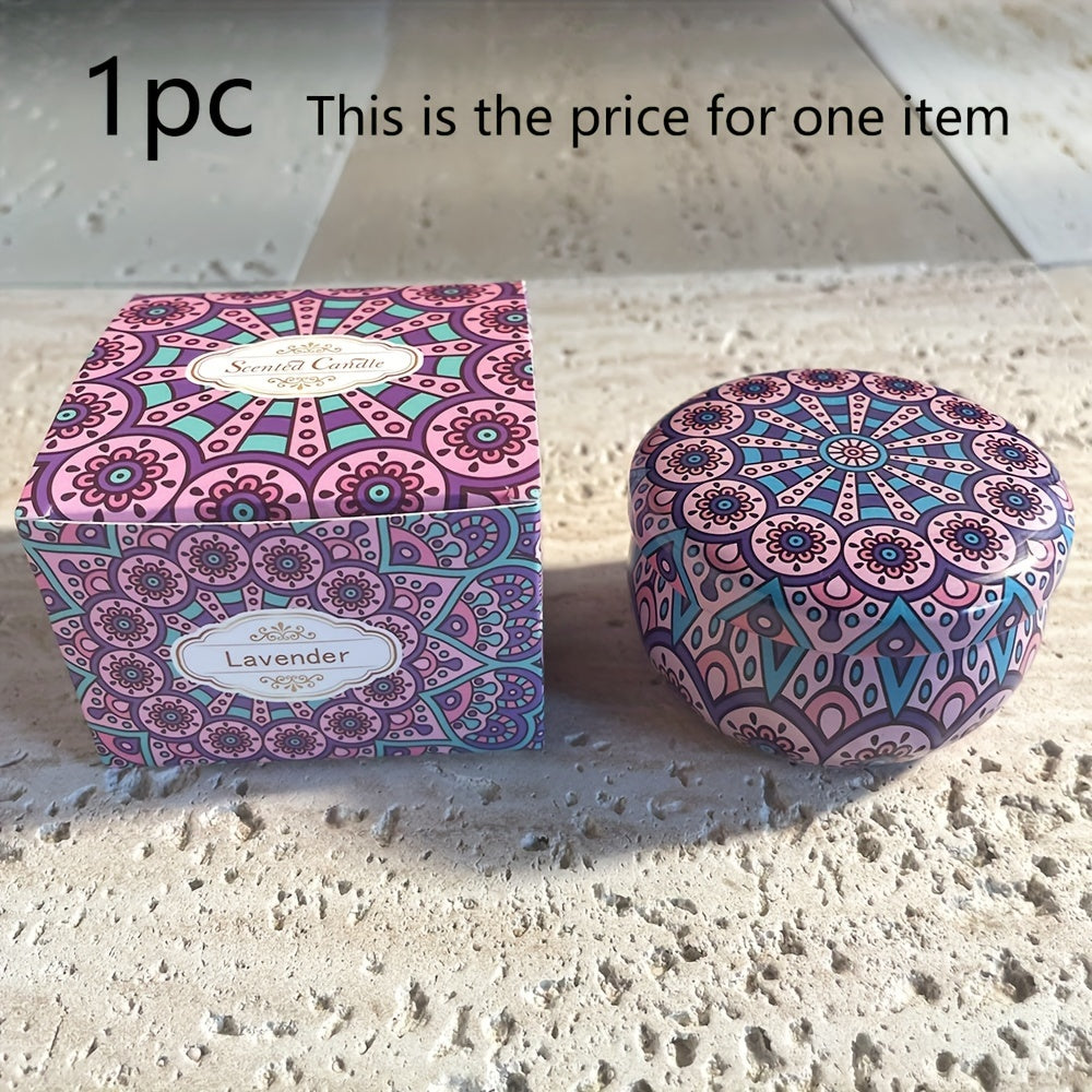 1pc Or 4pcs Bohemian Mandala Style Scented Candles Gift Set for Women, Featuring Four Different Fragrances. Ideal for Women'S Birthdays, Valentine'S Day, Weddings, Anniversaries, Mother'S Day, Thanksgiving And Other Holiday Gifts. Suitable for Spa