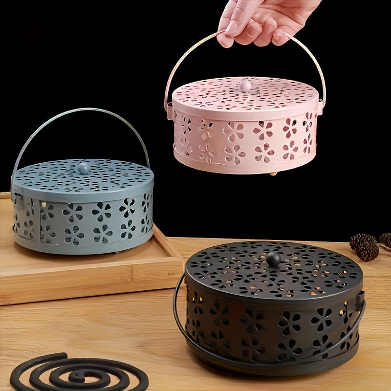 [Vintage Coil Holder] Portable Metal Mosquito Coil Holder with Handle | Vintage Style Iron Incense Burner for Home & Outdoor Decor