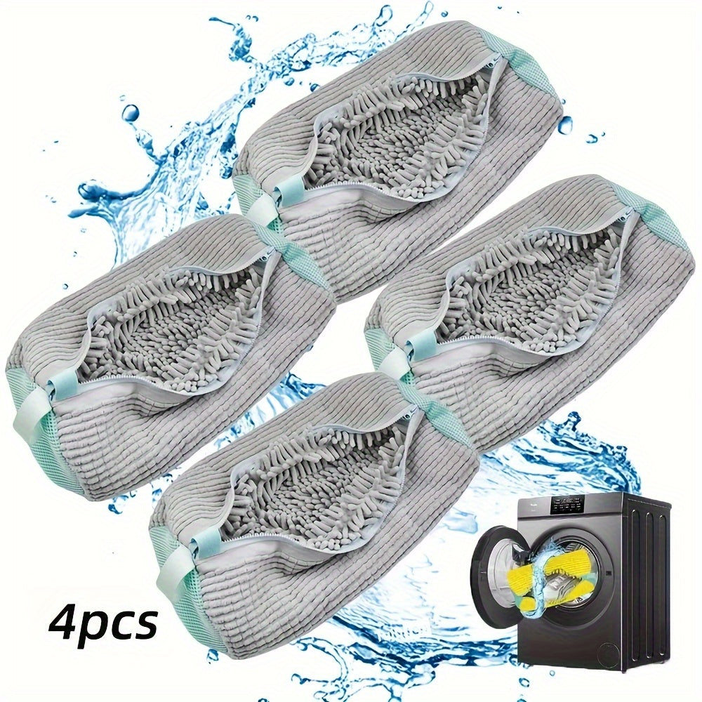 [Soft Laundry Bag] Soft Chenille Laundry Bag | Yellow Shoe Washing Machine Bag for Washer & Dryer with Noise Reduction, Oval Zipper Design, Rich Fluff Lining, Durable Polyester for Sneakers & Most Footwear