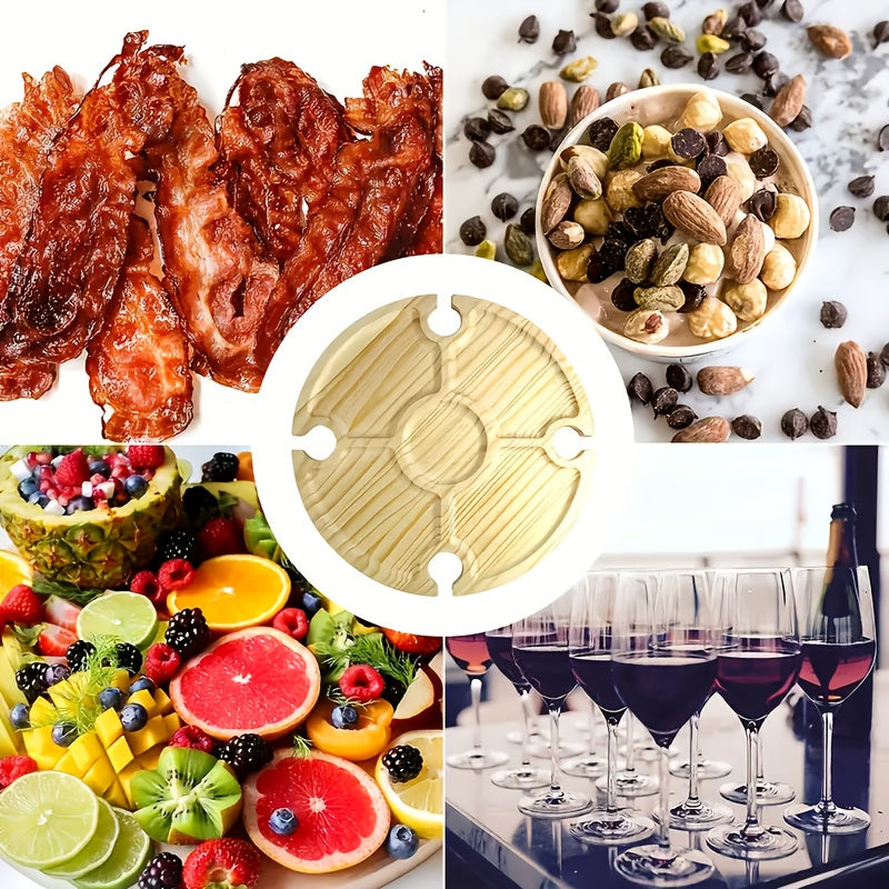 1pc Handmade Wooden Folding Picnic Table with Wine Rack