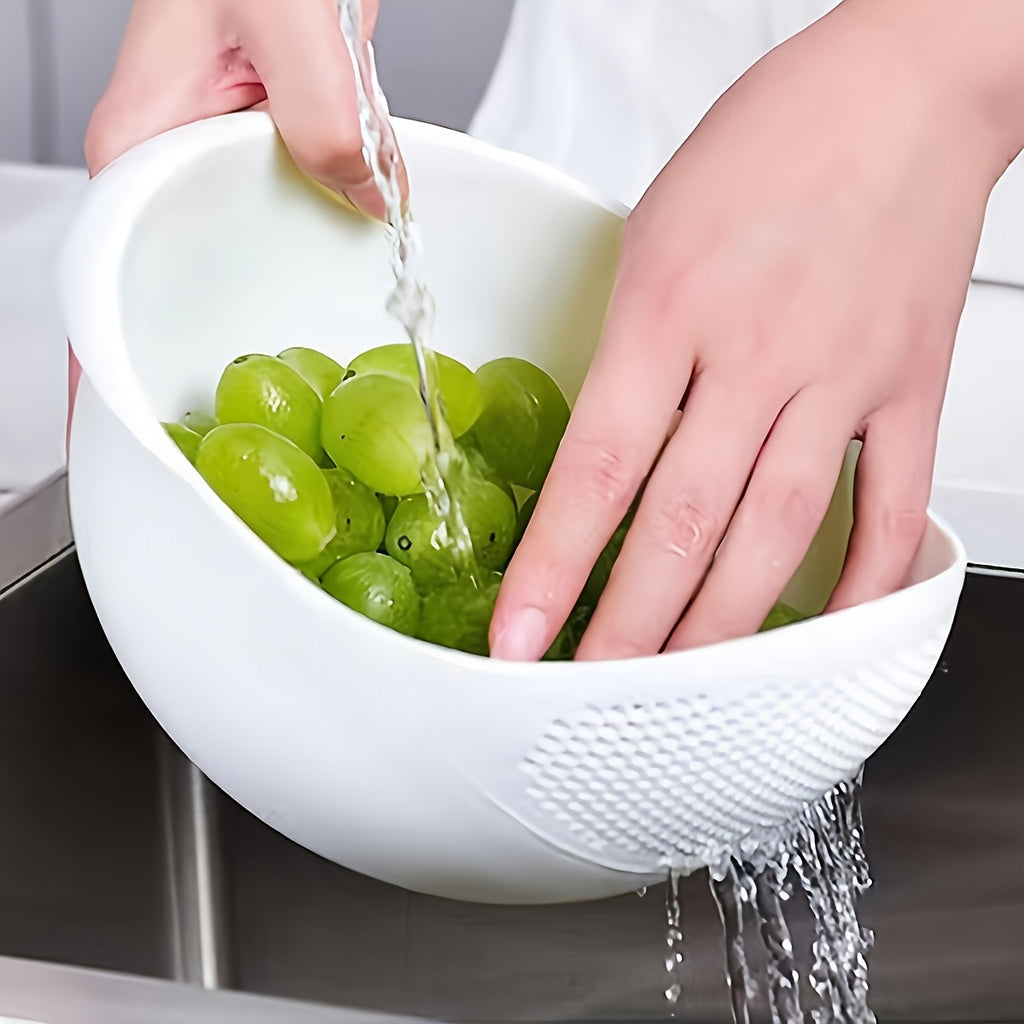 [1pc Plastic Strainer] 1pc Modern Plastic Kitchen Strainer Basket | Multi-Purpose Food Drain Basket for Fruits, Vegetables, Rice & Grains | Durable Perforated Design for Easy Washing & Storage, Perfect for Fresh Produce Like Tomatoes, Peppers & Onions