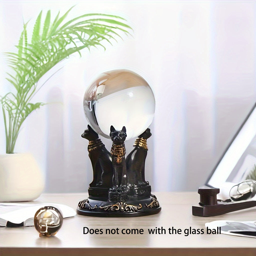 Exquisite Egyptian Goddess Bastet Cat Statue with Crystal Ball Stand - Stunning Collectible Resin Figurine for Living Room Decoration, Indoor Use, No Electricity Required, Unique Home Decor Desk Ornament, Perfect Gift for Cat Lovers and Enthusiasts of Anc
