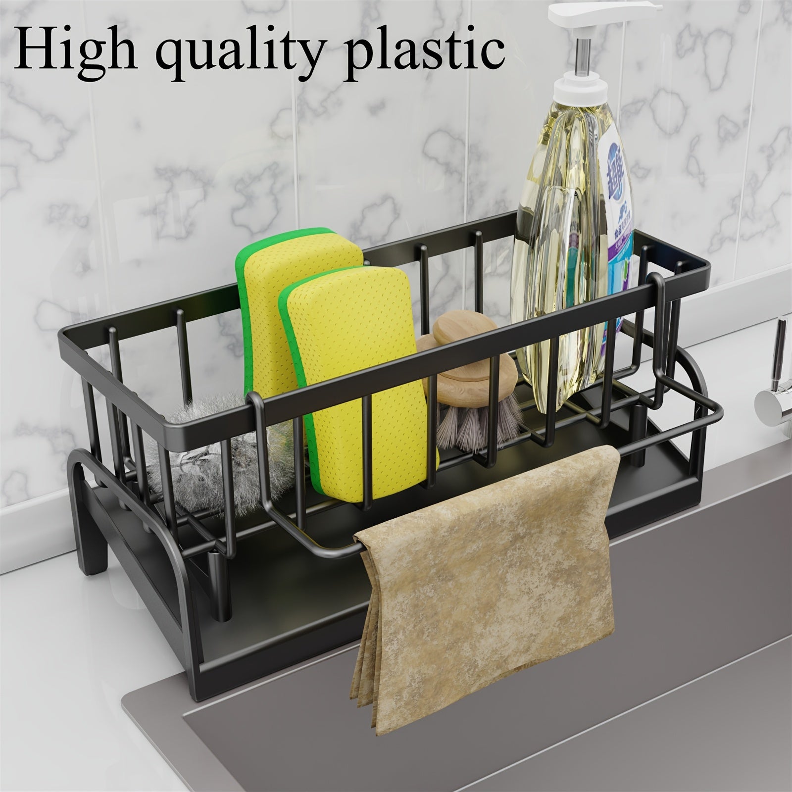 Multifunctional Plastic Kitchen & Bathroom Sink Caddy Organizer Set – Faucet Hanging Storage Rack for Dish Cloth, Sponges, Brushes – Durable, Easy-Clean Holder for Home Organization and Space Saving