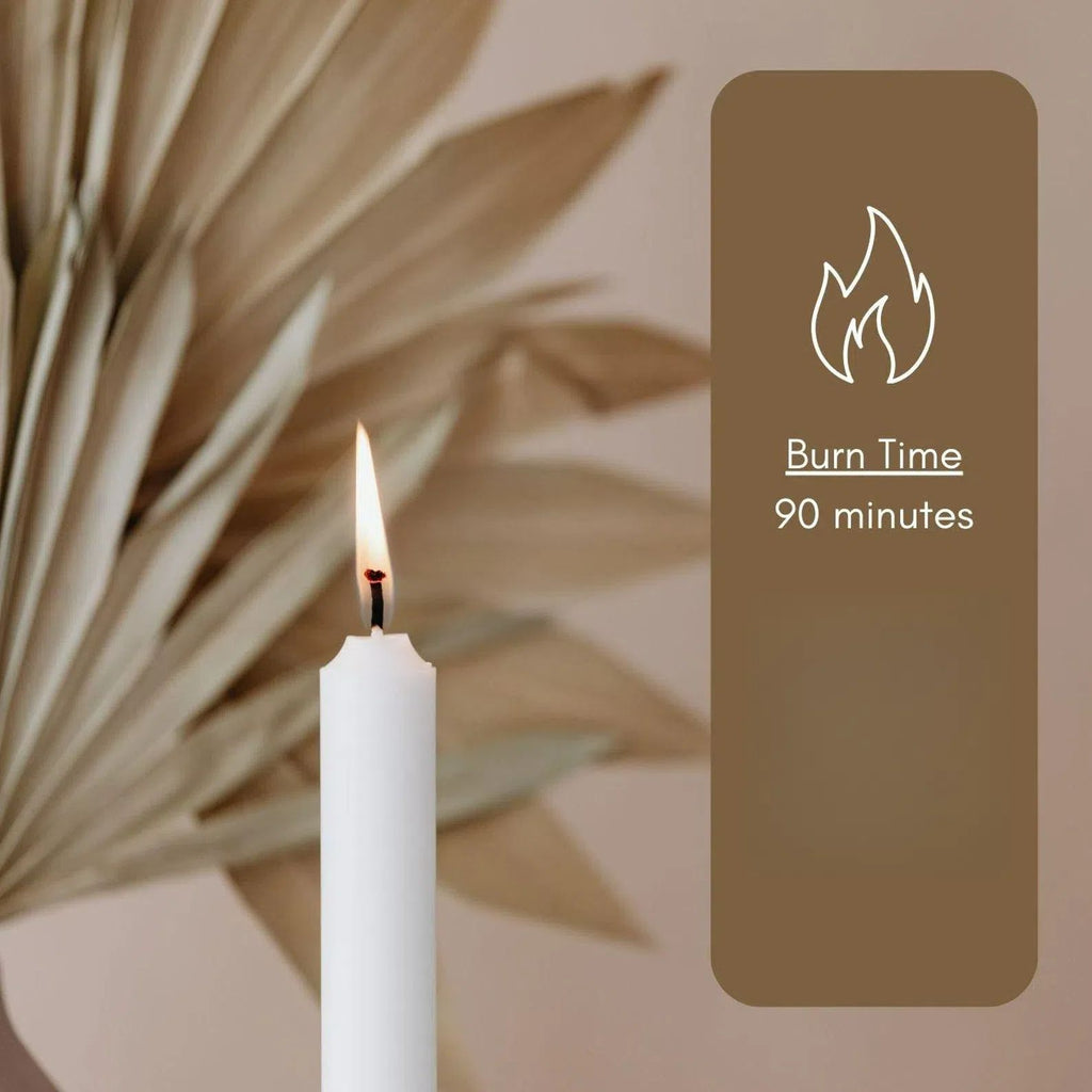Set of 31 White Spell& Chime - Premium Mini Taper Candles for Rituals, Prayer, Birthdays, Meditation, Altar- 10.16 cm Tall, Unscented(White)